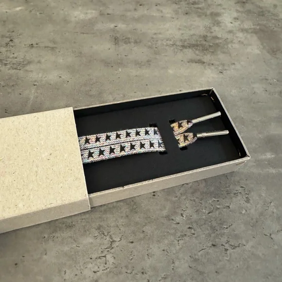 Golden Goose Black and Rainbow Metallic Star Laces - Picture 3 of 5